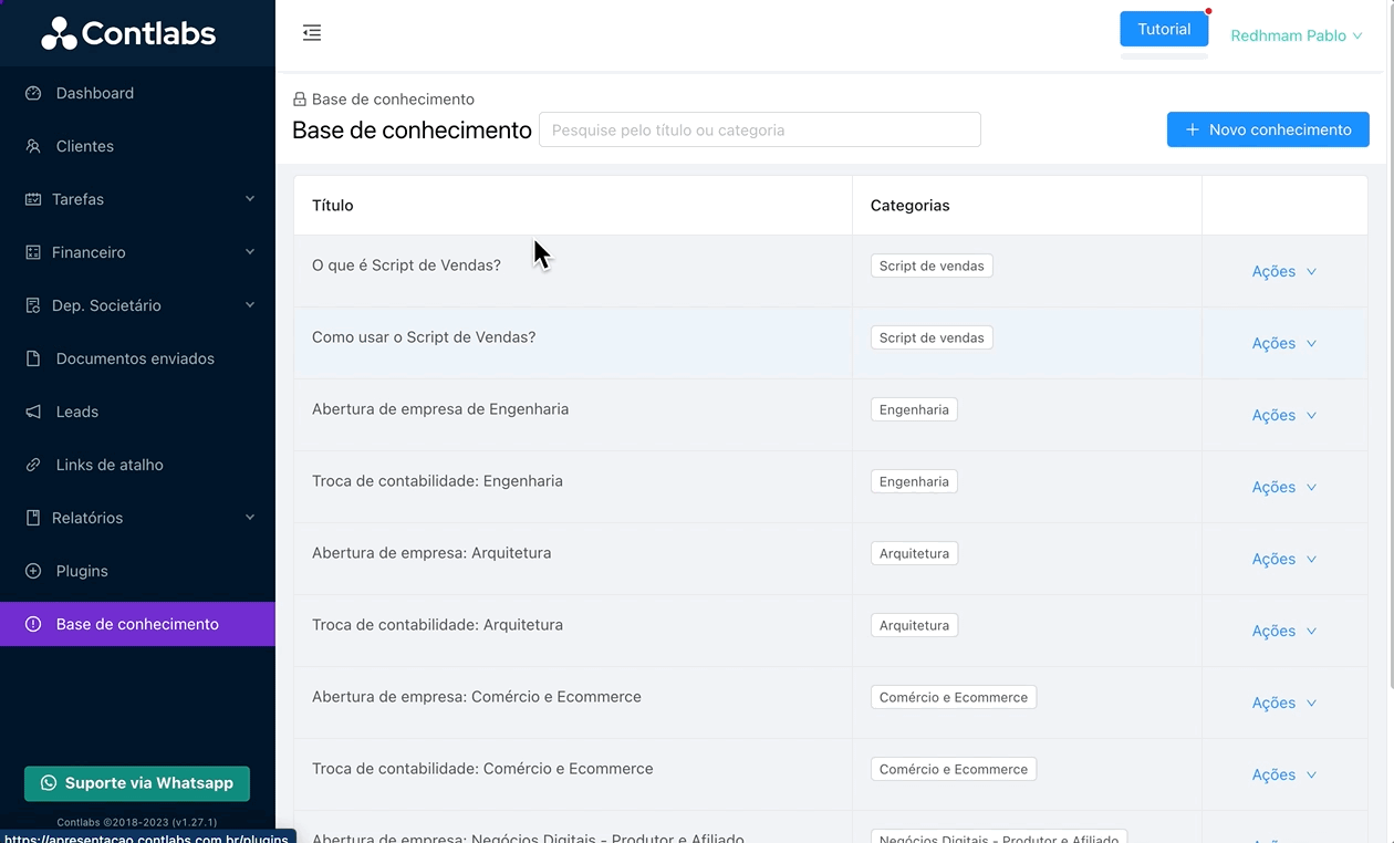 Base de Conhecimento